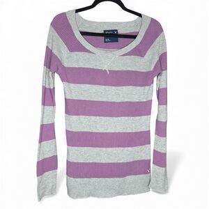 American Eagle Womens Y2K 2000s Scoop Neck Purple Waffle Knit Thermal Bella Swan